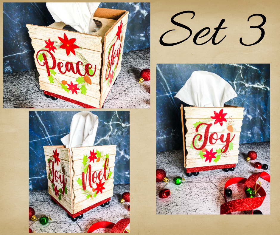 Christmas Decorative Kleenex Box Holder - Set 3