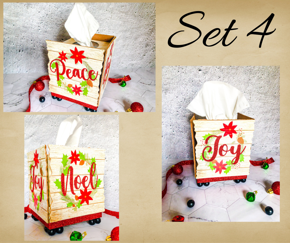 Christmas Decorative Kleenex Box Holder - Set 4