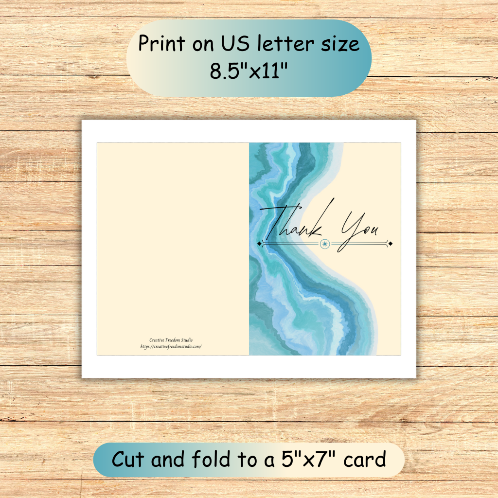 Seaside Thank You Printable Card