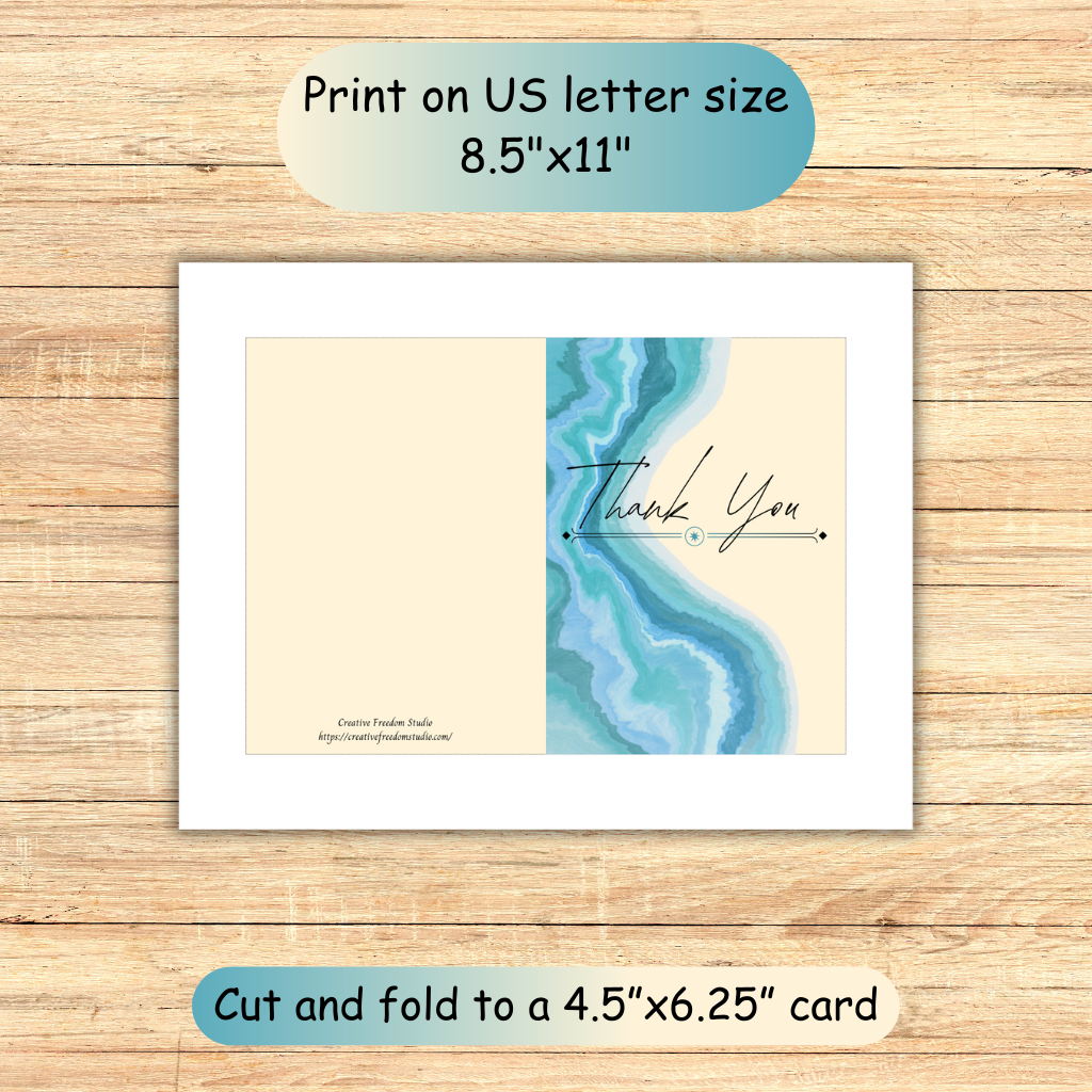 Seaside Thank You Printable Card