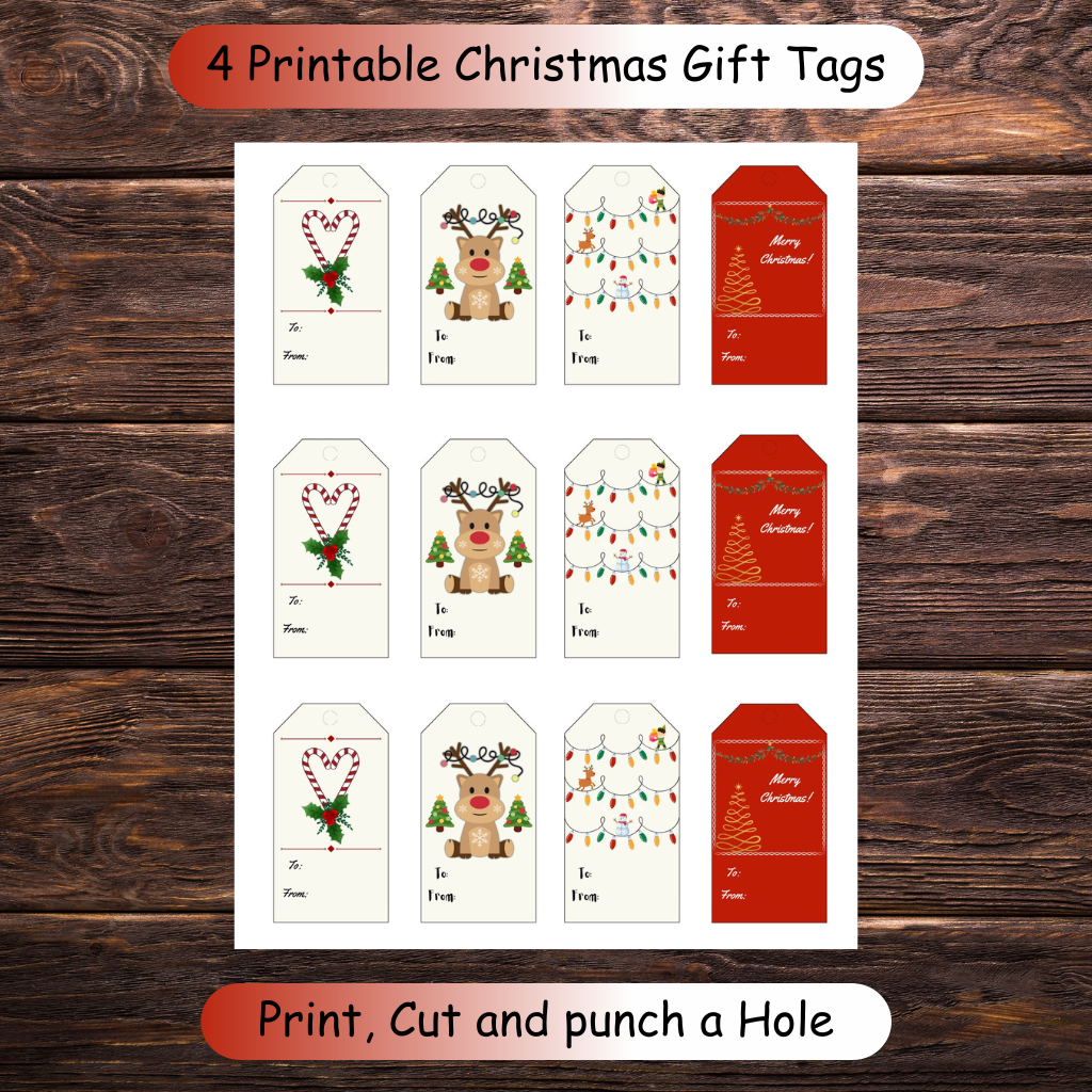 4 Printable Christmas Gift Tags