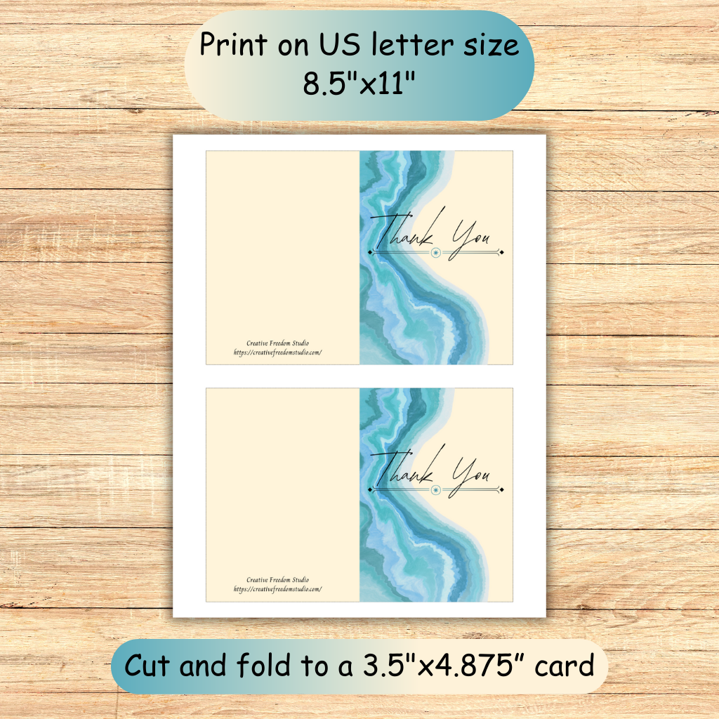 Seaside Thank You Printable Card