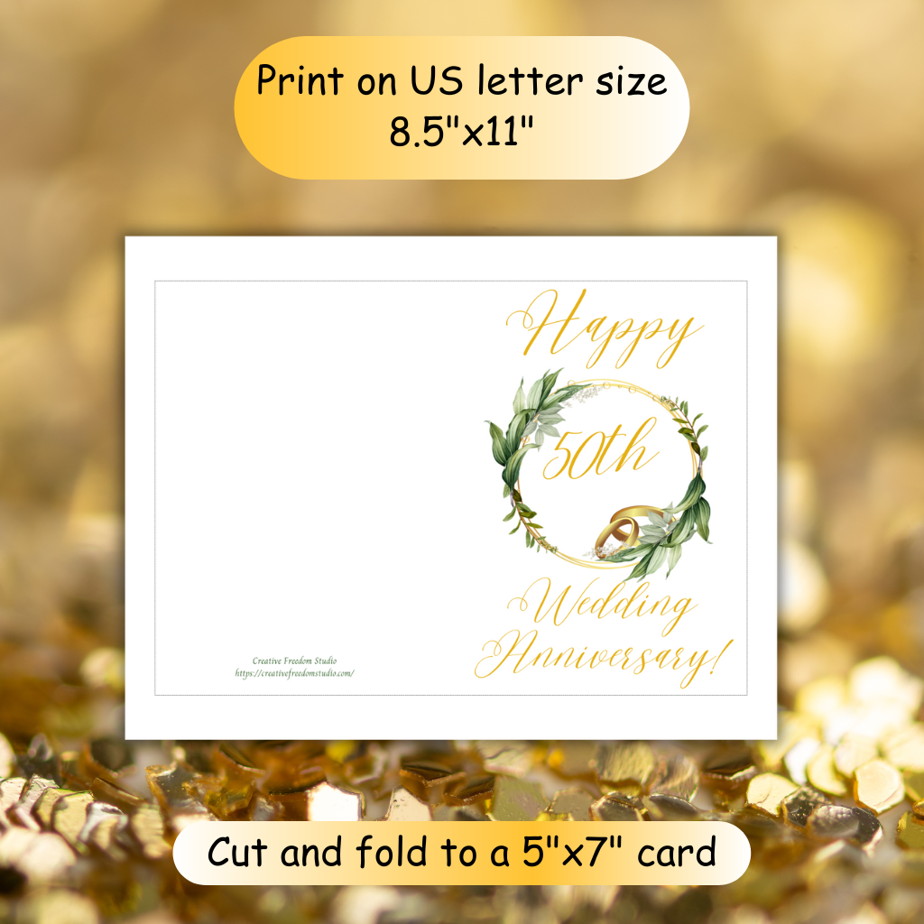 Happy 50th Wedding Anniversary! Printable Card