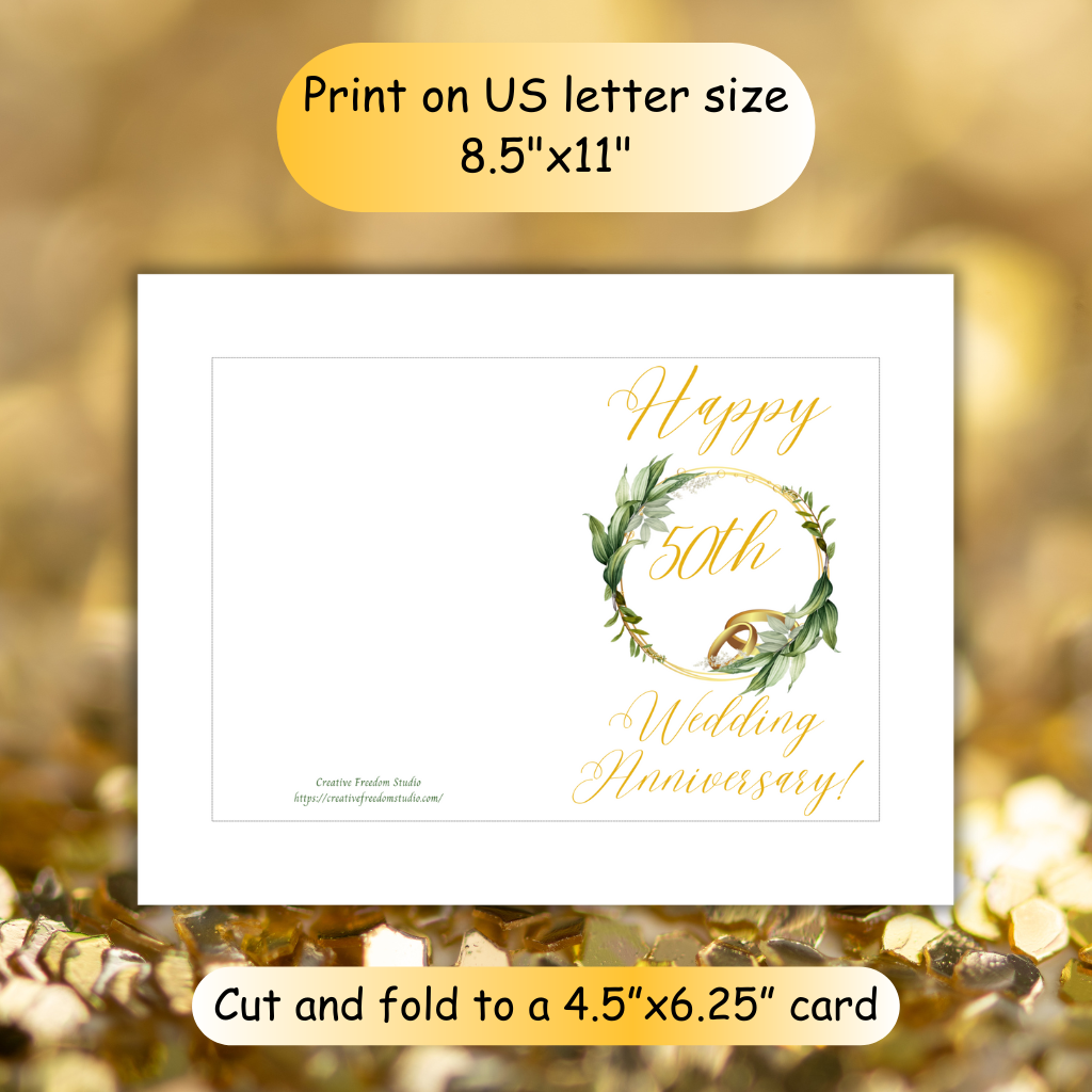 Happy 50th Wedding Anniversary! Printable Card