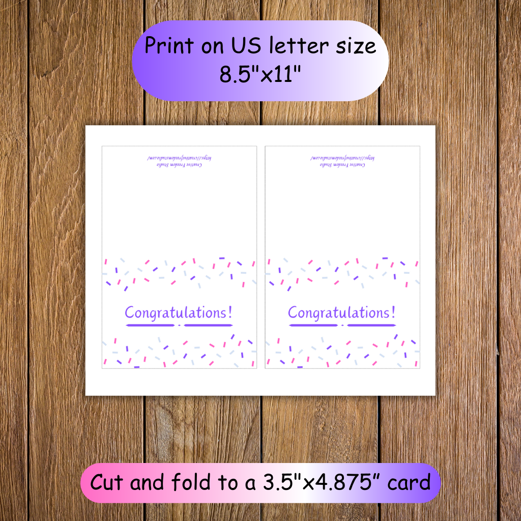 Congratulations! Confetti Printable Card