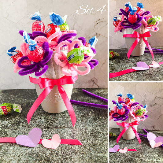 Valentine Floral Candy Pot - Set 4