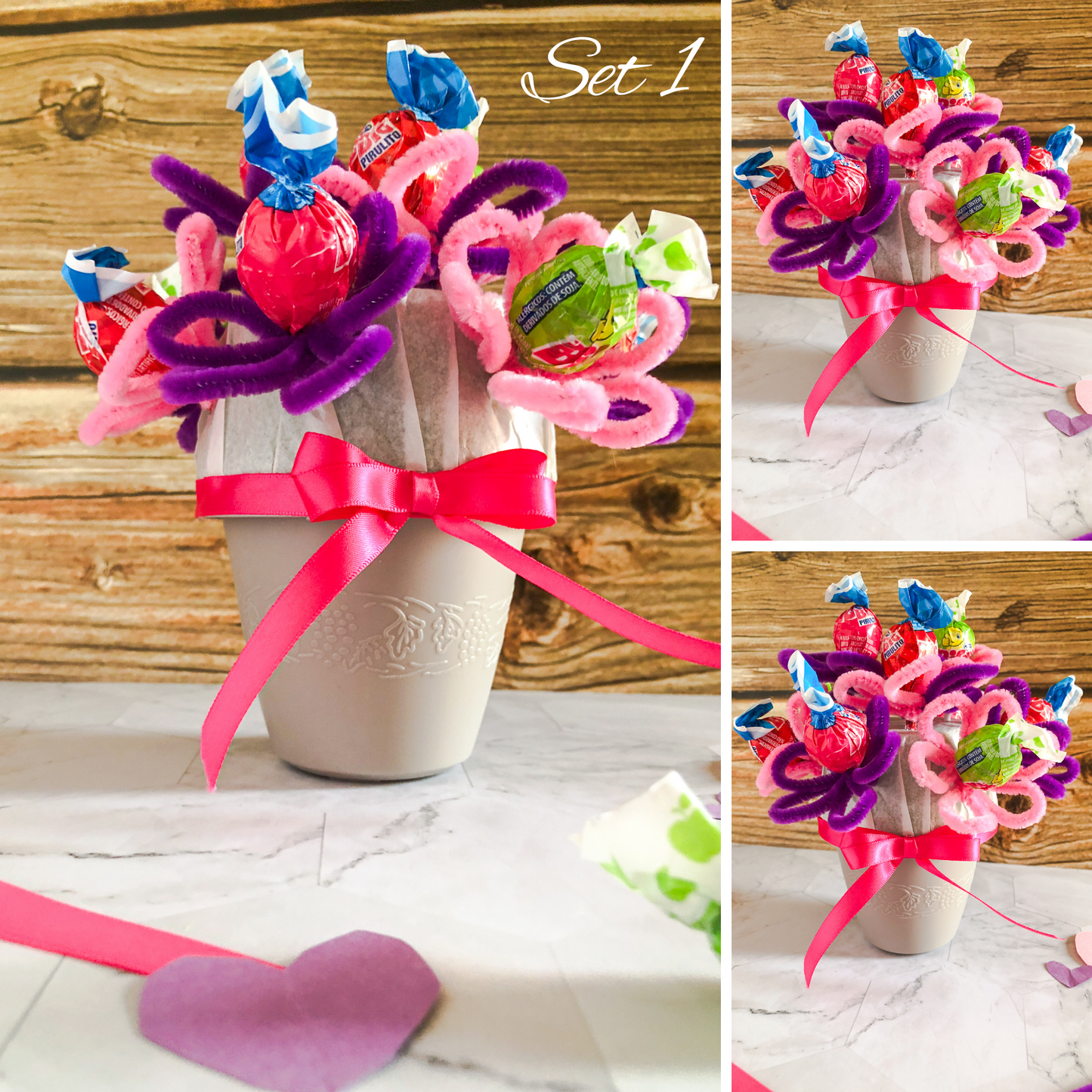 Valentine Floral Candy Pot - Set 1